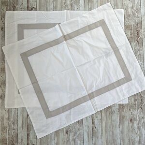 NWOT The Hotel Collection 2 Std Shams 21" x 28" White Gray Boarder 100% Cotton